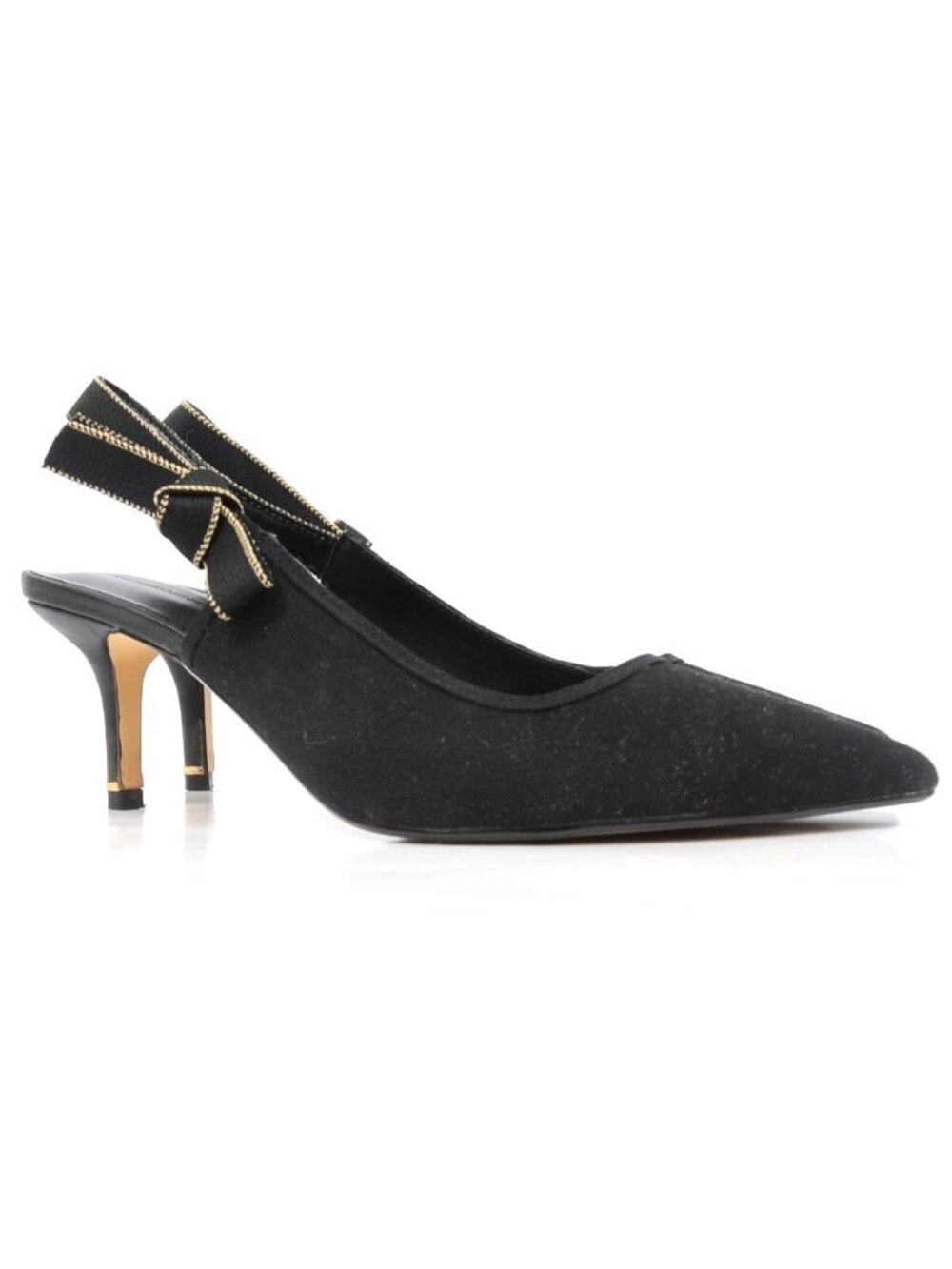 White House Black Market Women 9 Canvas Slingback Pump Low Heel Pointed Toe Pump